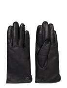 Ck Metal Leather Gloves Accessories Gloves Finger Gloves Black Calvin Klein