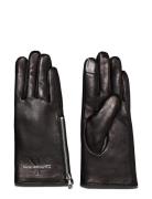 Sculpted Leather Gloves Accessories Gloves Finger Gloves Black Calvin Klein