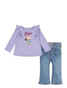 Levi's® Ruffle Tee And Flared Jeans Set Sets Sets With Long-sleeved T-shirt Multi/patterned Levi's