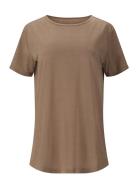 Lizzy W Slub S/S Tee Sport Sport Clothing Sports Tops & T-shirts Sport T-Skjorte Brown Athlecia