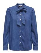 Onlakira Ls Bow Dnm Shirt Qyt Tops Shirts Denim Shirts Blue ONLY