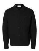 Slhreason Ls Knit Boiled Wool Cardigan Tops Knitwear Cardigans Black Selected Homme