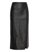 Dante Vegan Leather Midi Skirt Skirts Knee-length & Midi Skirts Black Bardot