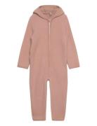 Pram Suit Ears Wool Fleece  Outerwear Fleece Outerwear Fleece Coveralls Pink Huttelihut