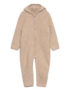 Pram Suit Ears Wool Fleece  Outerwear Fleece Outerwear Fleece Coveralls Beige Huttelihut