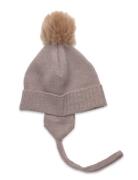 Bonnet Wool Knit Alpaca Pompon Accessories Headwear Hats Winter Hats Beige Huttelihut