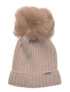 Hat Knit W. Alpaca Pompom Accessories Headwear Hats Winter Hats Beige Huttelihut