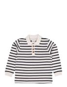 Striped Pique Polo W. Ls Tops T-shirts Polo Shirts Long-sleeved Polo Shirts Cream Copenhagen Colors