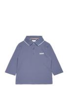 Long Sleeve Polo Tops T-shirts Polo Shirts Long-sleeved Polo Shirts Blue BOSS