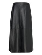 Crolenda Pu Midi Skirt Skirts Knee-length & Midi Skirts Black French Connection