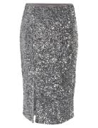 Nmmia Nw Midi Sequin Skirt Wvn Skirts Knee-length & Midi Skirts Silver NOISY MAY