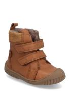 Sporty™ Velcro Boot Tex Shoes Pre-walkers - Beginner Shoes  Brown Pom Pom