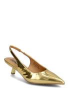 Biakristin Kitten Heel Slingback Mirror Pu Shoes Sling Backs Heeled Slingbacks Gold Bianco