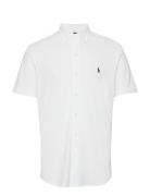 Featherweight Mesh-Ssl-Knt Tops Shirts Short-sleeved White Polo Ralph Lauren