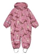 Rainwear Suit - Aop, W. Fleece Outerwear Coveralls Rainwear Coveralls Pink CeLaVi