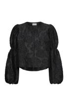 Zoey Double Pouf Sleeve Blouse Designers Blouses Long-sleeved Black Malina