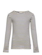 T-Shirt L/S Modal Striped Tops T-shirts Long-sleeved T-Skjorte Beige Petit Piao