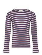 T-Shirt L/S Modal Multi Striped Tops T-shirts Long-sleeved T-Skjorte Multi/patterned Petit Piao