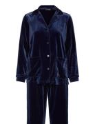 Lrl L/S Notch Collar Long Pant Pj Set Pyjamas Nattøj Navy Lauren Ralph Lauren Homewear