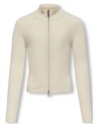 Kogella 2 Way Zip L/S Cardigan Knt Tops Knitwear Cardigans Cream Kids Only