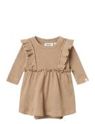 Nbfsophia Sin Ls Body Dress Lil Dresses & Skirts Dresses Baby Dresses Long-sleeved Baby Dresses Beige Lil'Atelier