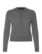 100% Wool Cardigan With Decorative Stitching Tops Knitwear Cardigans Grey Mango