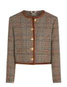 Tweed Wool Mix Check Crew Jacket Blazers BouclÉ Blazers Brown Tommy Hilfiger