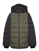 Ski Jacket - Quilt - Contrast Outerwear Snow-ski Clothing Snow-ski Jacket Green Color Kids