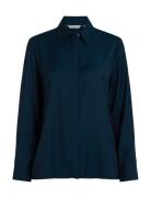 Soft Viscose Regular Ls Shirt Tops Shirts Long-sleeved Navy Tommy Hilfiger