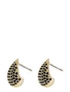 Naomi Drop Ear G/Black - Accessories Jewellery Earrings Studs Gold SNÖ Of Sweden