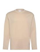 Slhlooseoscar Ls O-Neck Tee Noos Tops T-Langærmet Skjorte Beige Selected Homme