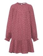 Flowers Cotton Dress Dresses & Skirts Dresses Casual Dresses Long-sleeved Casual Dresses Pink Mango