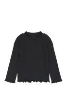 Turtleneck Long-Sleeved T-Shirt Tops T-shirts Long-sleeved T-Skjorte Black Mango