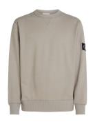 Badge Crew Neck Tops Sweatshirts & Hoodies Sweatshirts Beige Calvin Klein Jeans