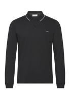 Stretch Pique Tipping Ls Polo Tops Polos Long-sleeved Black Calvin Klein