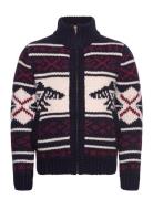 Chunky Knit Patterened Zipthru Tops Knitwear Full Zip Jumpers Navy Superdry