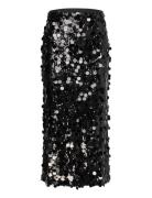 Zandrea Sequin Ankle Skirt Skirts Knee-length & Midi Skirts Black Bubbleroom