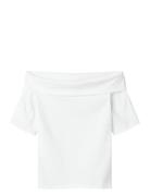 Nlfrova 2/4 Off Shoulder Short Top Tops T-Kortærmet Skjorte White LMTD