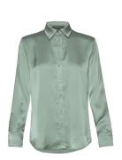 Classic Fit Satin Charmeuse Shirt Designers Shirts Long-sleeved Green Lauren Ralph Lauren