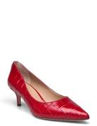 Adrienne Crocodile-Embossed Leather Pump Shoes Heels Pumps Classic Red Lauren Ralph Lauren