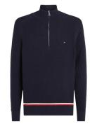 Structure Global Stripe Zip Mock Tops Knitwear Half Zip Jumpers Navy Tommy Hilfiger