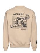 Book Shop Crewneck Tops Sweatshirts & Hoodies Sweatshirts Beige Pas De Mer