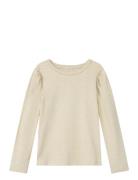 Nmfnigella Ls Slim Top Tops T-shirts Long-sleeved T-Skjorte Beige Name It