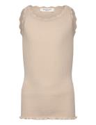 Beatha Silk Top W/ Lace Tops T-shirts Sleeveless Beige Rosemunde Kids