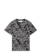 Over Printed T-Shirt Tops T-Kortærmet Skjorte Black Tom Tailor