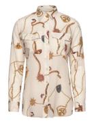 Classic Fit Print Cotton Voile Shirt Tops Shirts Long-sleeved Cream Lauren Ralph Lauren