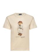 Polo Bear Logo Cotton Jersey Tee Tops T-shirts & Tops Short-sleeved Beige Polo Ralph Lauren