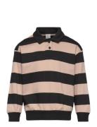 Sweater Collar Block Stripe Tops T-shirts Polo Shirts Long-sleeved Polo Shirts Brown Lindex