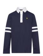 Applique Embroidery Rugby Shirt Tops T-shirts Polo Shirts Long-sleeved Polo Shirts Navy Lyle & Scott