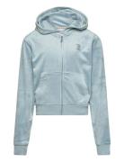 Diamante Zip Through Hoodie Tops Sweatshirts & Hoodies Hoodies Blue Juicy Couture